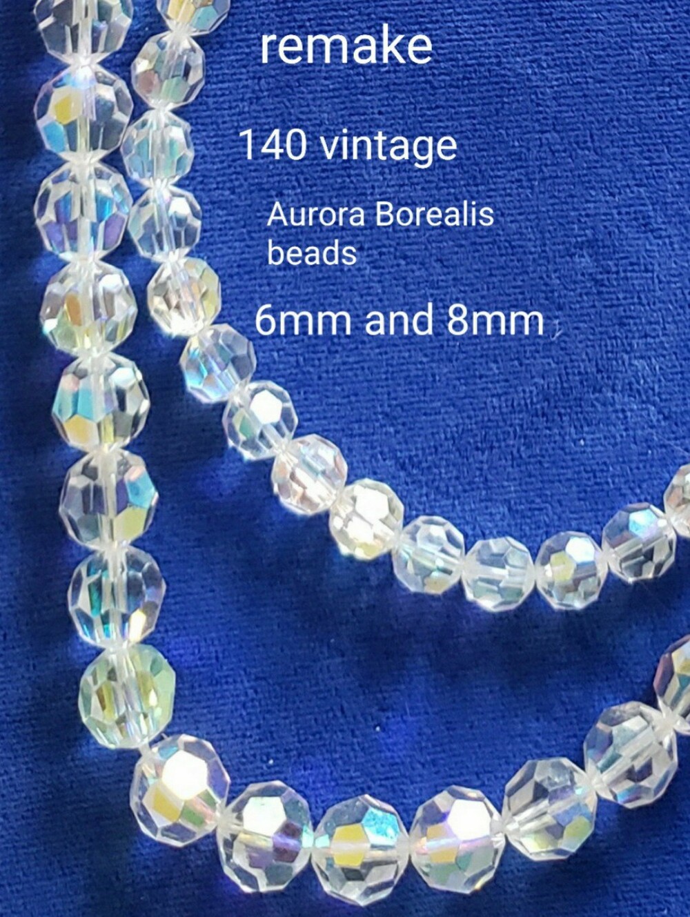 140 Vintage Aurora Borealis Crystal Beads 6mm 8mm